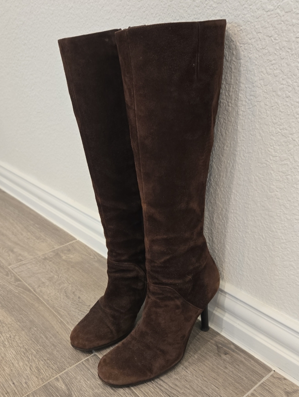 Via Spiga Dark Brown Suede Knee-High Heeled Boots